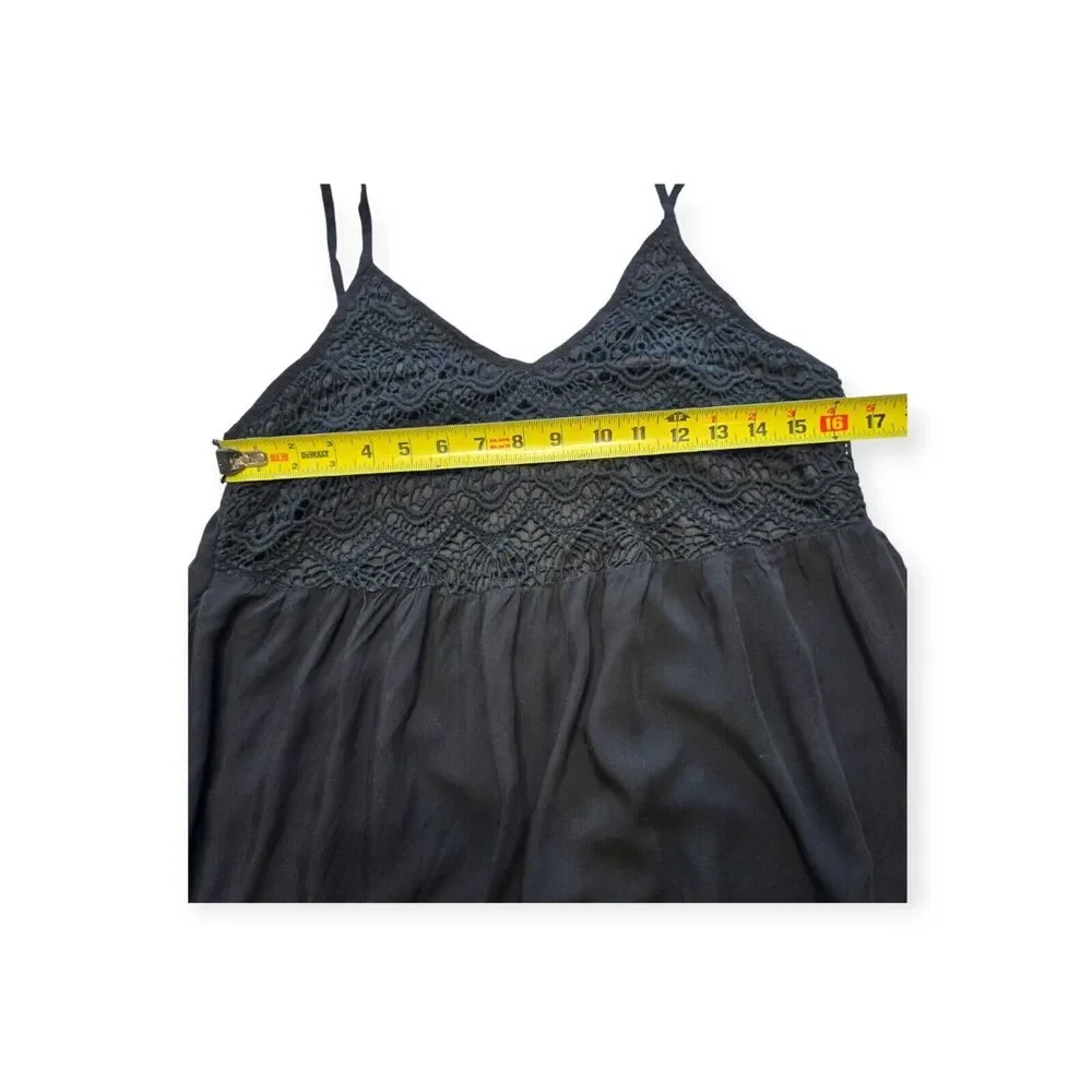 Avec Black Lace Sleeveless Mini Babydoll Dress Women Size L - Picture 4 of 7